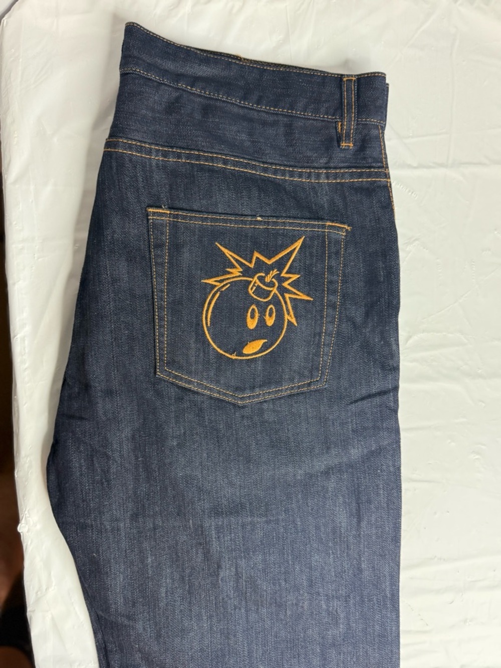 The Hundreds Jeans Mens 36 Blue Denim Bomb Logo Pocket Streetwear - Picture 2 of 11
